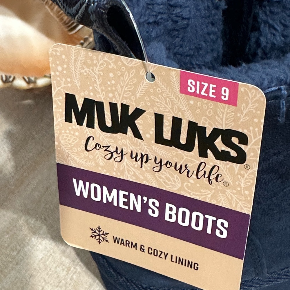 NWT Muk Luks Women's Navy Blue Zippered Platform Ankle Boots with Warm Lining - Picture 2 of 7